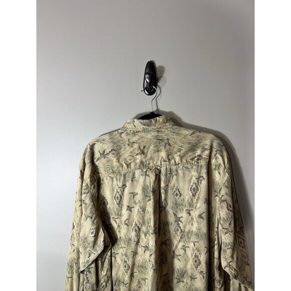 Woolrich Shirt Mens Beige Duck Print Button Up Outdoor Hunting Camping Large - Picture 5 of 16